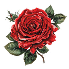 Red rose, symbol of love and passion.