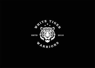 A bengal tiger face head with fangs and kung fu chinese lettering for Kungfu Club Martial Clan logo design