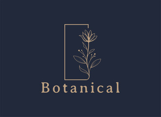 Hand Drawn Feminime Botanical Logo Template