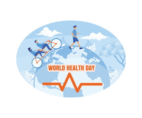 Woman doing Healthy lifestyle for world health day concept. flat vector modern illustration 