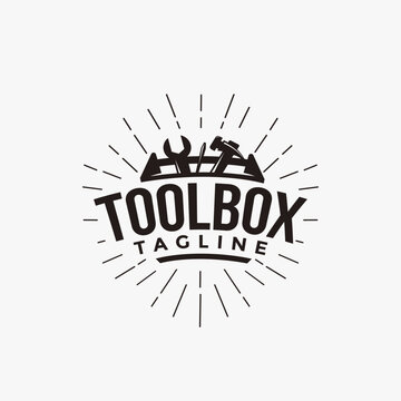 Abstract simple industrial mechanic toolbox logo icon vector on white background