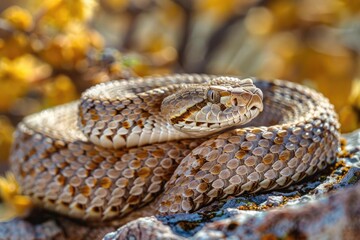 Fototapeta premium Stunning Capture of Western Rattlesnake in Wild Nature. Magnificent Reptile Pose in Its Natural