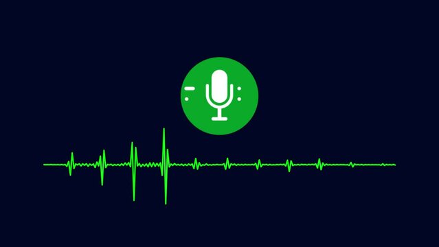 Microphone Voice Record icon with audio wave frequency digital animation.
