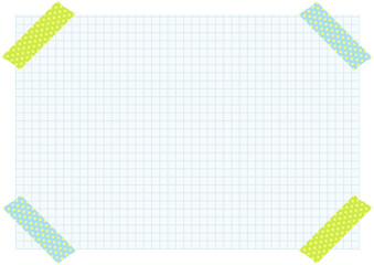 Memo background of light blue graph paper and masking tape. Size ratio 3:4.
