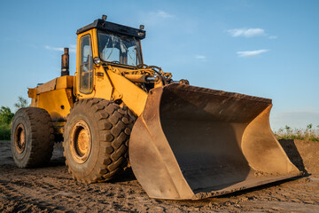 bulldozer loader on the construction site