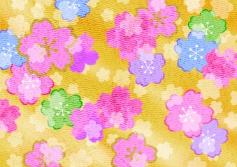 ちりめん布の背景　黄色