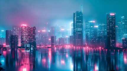 Futuristic City Skyline at Night