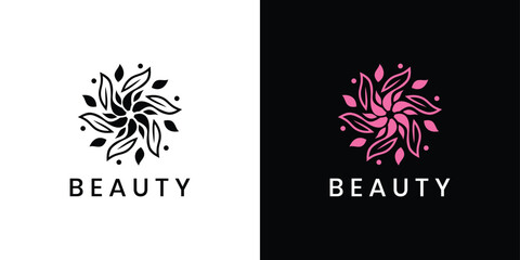 flower logo design simple minimal linear style	