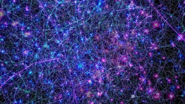 A seamless loop animation of flying through the 3d morphological multiple types of neurons and scattered neurons in a range of densities.