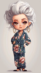 Sweet Chibi Granny in Pajamas
