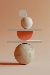 geometric pattern of balanced objects, 3D objects, minimally balanced object concepts