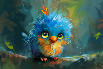 Naklejka premium Blue bird sitting on branch