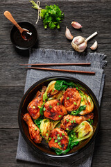 roasted asian glazed chicken thighs with bok choy