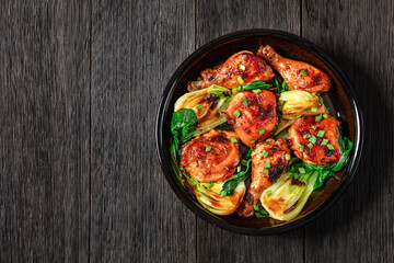 roasted asian glazed chicken thighs with bok choy © myviewpoint