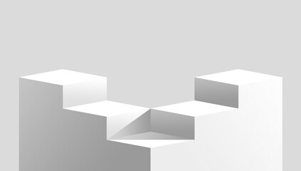 Fototapeta premium stairs block cube podium stage 3d Abstract minimal scene mockup products display, Stage showcase. Vector geometric form