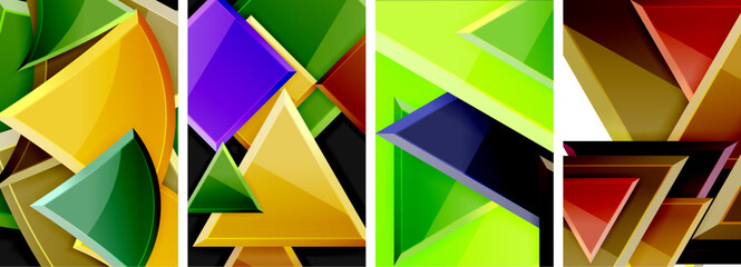 Triangle composition poster background set for wallpaper, business card, cover, poster, banner, brochure, header, website