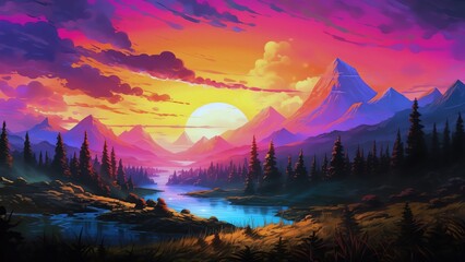 sunset in the mountains