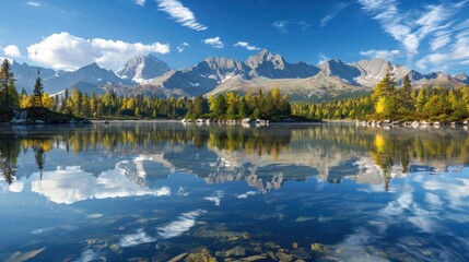 Fototapeta premium Beautiful mountains Shtrbske Pleso High Tatras, wonderful Slovakia, Europe. Famous tourist attractions
