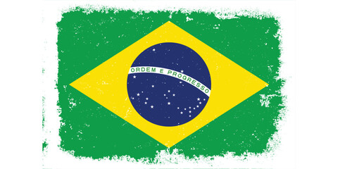 Vintage flat design grunge Brazil flag background