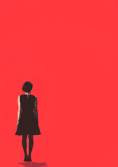 Minimalist woman on red background