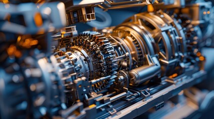 Fototapeta premium Front and side cross-section of an automobile's automatic gearbox. Engine engineering. Technology.