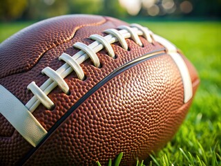 A football is on the grass