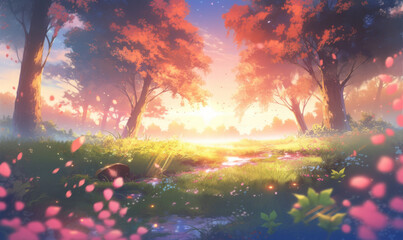 Beautiful scenery from a beautiful anime movie art style - background cel