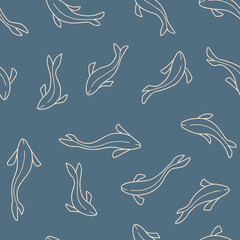 Outline Collection of Fish Seamless Pattern Vector illustration for Print, Wallpaper, Decoration.