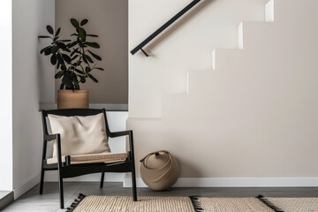 Fototapeta premium Minimalist interior design with modern chairs and elegant home decor.