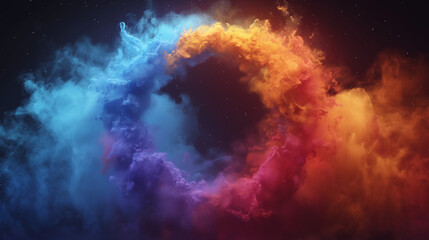 Obraz premium A colorful explosion of smoke and fire in the sky