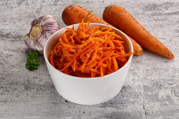 Korean carrot salad in the bowl