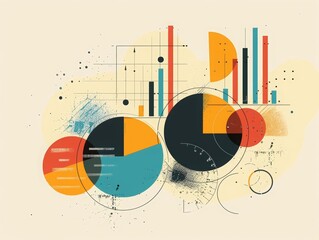 Obraz premium Minimal banner of market research designed in retro color, providing essential data visualization, with copy space