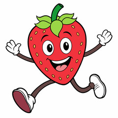 strawberry cartoon  vector illustration on white background, silhouette silhouette, Food, icon, svg, characters, Holiday t shirt, Hand drawn trendy Vector illustration, fruit Vector