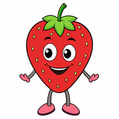 strawberry cartoon  vector illustration on white background, silhouette silhouette, Food, icon, svg, characters, Holiday t shirt, Hand drawn trendy Vector illustration, fruit Vector