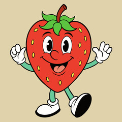 strawberry cartoon  vector illustration on white background, silhouette silhouette, Food, icon, svg, characters, Holiday t shirt, Hand drawn trendy Vector illustration, fruit Vector