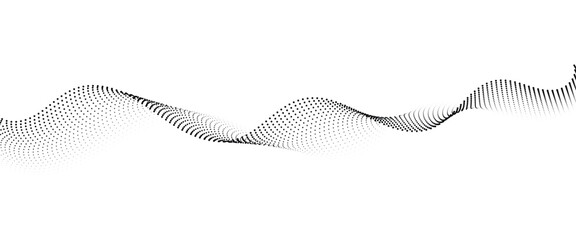 Flowing Dot Wave Pattern Halftone Curve Shape on Transparent Background