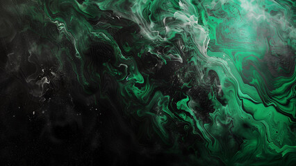 Nocturnal Hues: Abstract Background Dominated by Black with Green