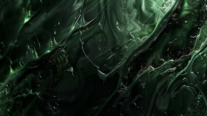 Obsidian Forest: Predominantly Black Abstract Background with Green