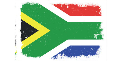 Vintage flat design grunge South Africa flag background