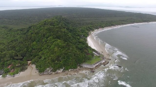 Fortaleza de Nossa Senhora dos Prazeres de Paranagu&aacute;, built in 1767; and Fortaleza Beach, na Ilha do Mel (Honey Island) - Paranagu&aacute;, Paran&aacute;, Brazil