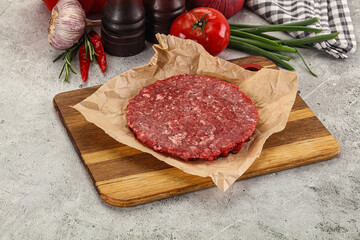 Raw beef burger cutlet minced meat