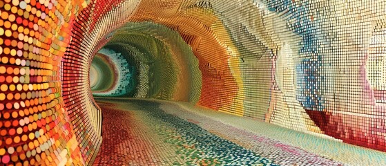 In the highres UHD photo, the 3Drendered hexagon tunnel looks almost lifelike, with colors that pop and draw the viewer in - obrazy, fototapety, plakaty