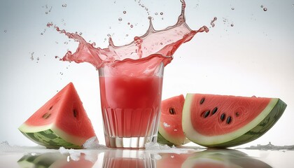 water melon and watermelon,drink, fruit, juice, cocktail, glass, smoothie, red, food, strawberry, - obrazy, fototapety, plakaty