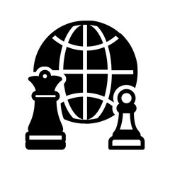 Vector solid black icon for Global competition