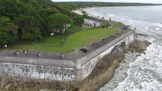 Fortaleza de Nossa Senhora dos Prazeres de Paranagu&aacute;, built in 1767; and Fortaleza Beach, na Ilha do Mel (Honey Island) - Paranagu&aacute;, Paran&aacute;, Brazil