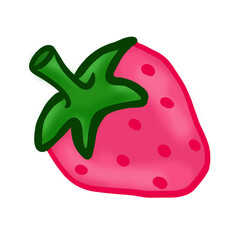 PINK STRAWBERRY ILLUTRATION ART 