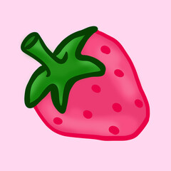 PINK STRAWBERRY ILLUTRATION ART