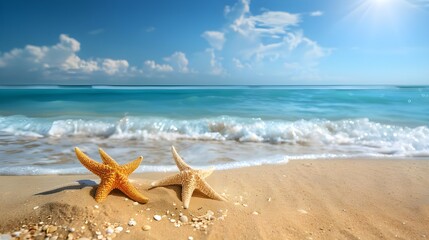 Obraz na płótnie Canvas Starfish on Beach Sand. .Generative AI