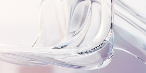 Transparent clear colorful glass or liquid waves. Neon pattern abstract background