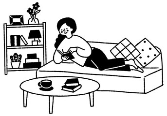 Woman reading a book in a comfortable position_2